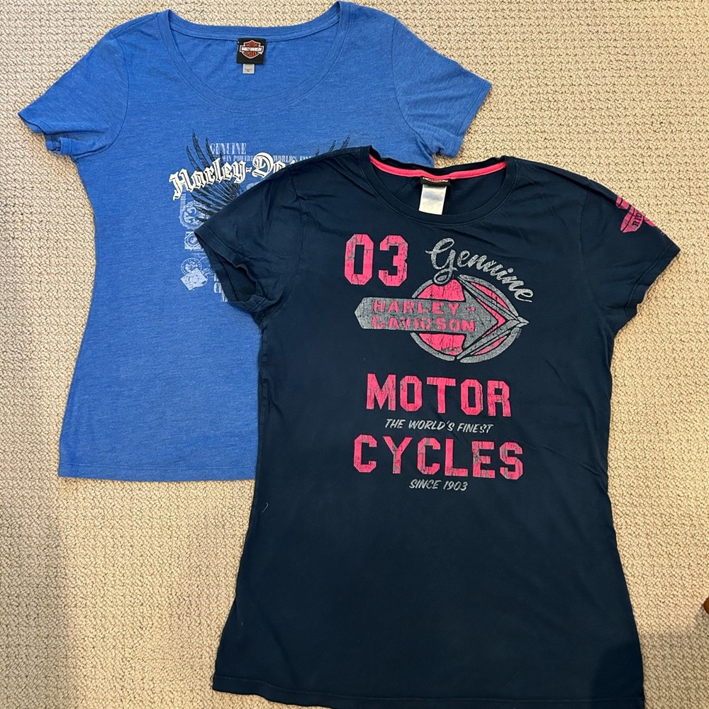 2 Harley-Davidson Short Sleeve Tee Shirts, Size XL
